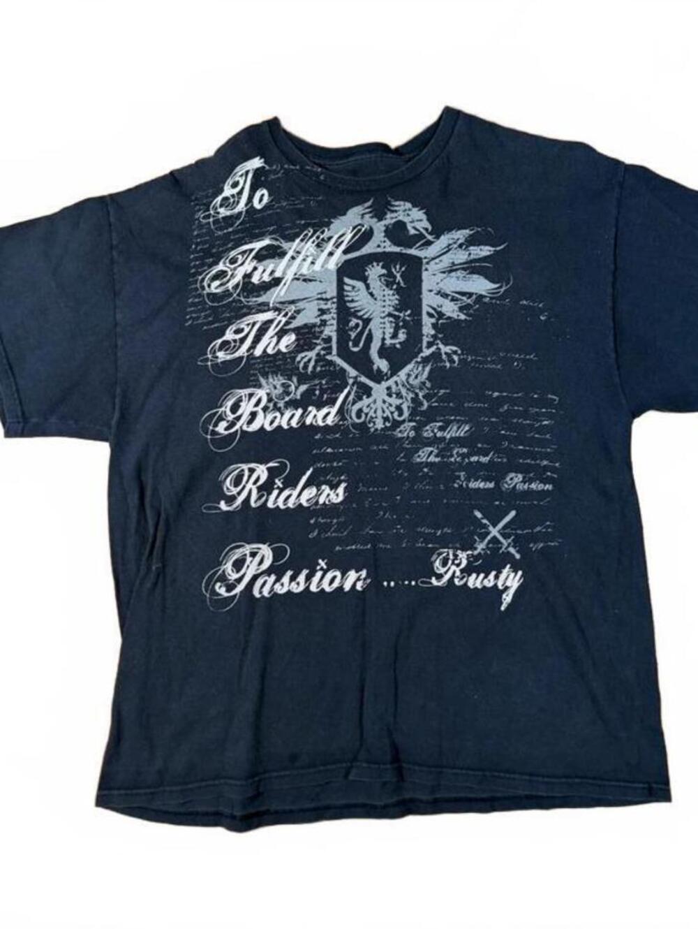 Y2K Affliction Style Men's Black Tee by Rusty Brand Size XL